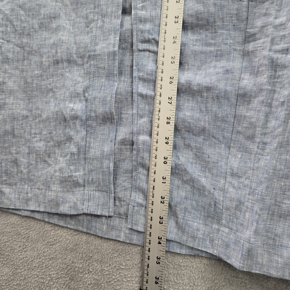 LOFT Women Skirt 10 Blue Cotton Linen Pencil Skirt Button Front Coastal Beach - Picture 6 of 8